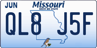 MO license plate QL8J5F