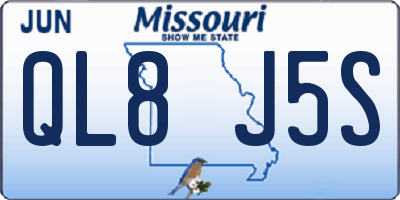 MO license plate QL8J5S