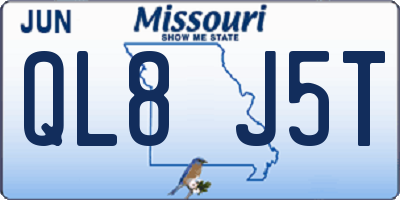 MO license plate QL8J5T