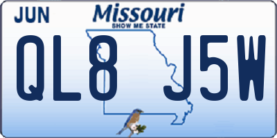 MO license plate QL8J5W