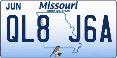 MO license plate QL8J6A