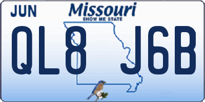 MO license plate QL8J6B