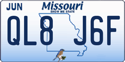 MO license plate QL8J6F