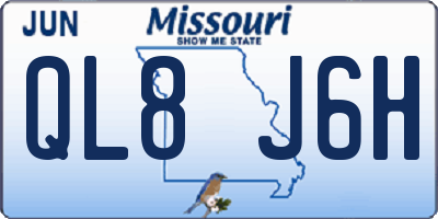 MO license plate QL8J6H