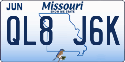 MO license plate QL8J6K