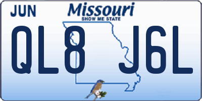 MO license plate QL8J6L