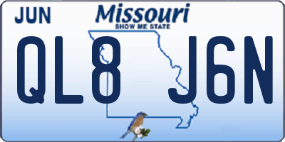 MO license plate QL8J6N