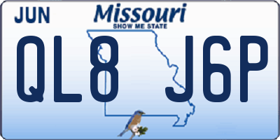 MO license plate QL8J6P