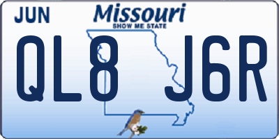 MO license plate QL8J6R