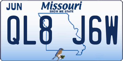 MO license plate QL8J6W