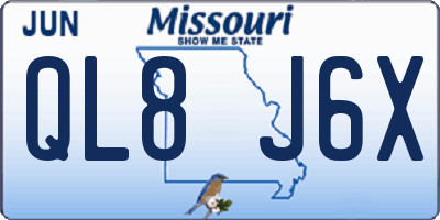 MO license plate QL8J6X