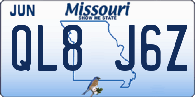 MO license plate QL8J6Z