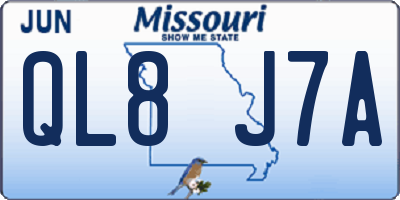MO license plate QL8J7A
