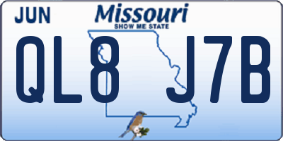 MO license plate QL8J7B