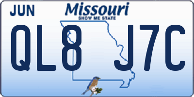 MO license plate QL8J7C