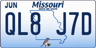 MO license plate QL8J7D