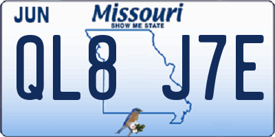 MO license plate QL8J7E