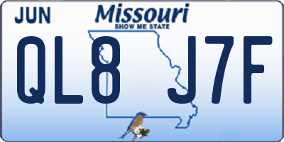 MO license plate QL8J7F