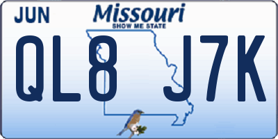 MO license plate QL8J7K