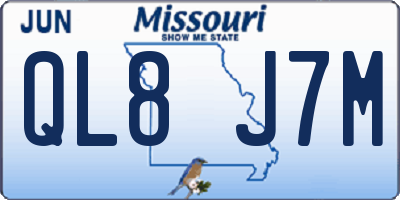 MO license plate QL8J7M