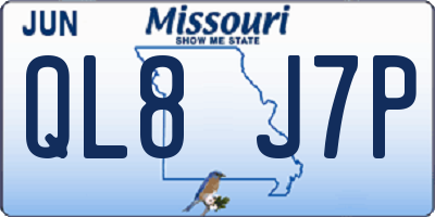 MO license plate QL8J7P