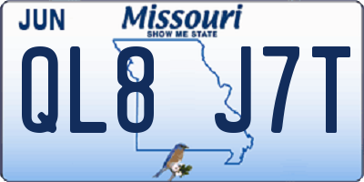 MO license plate QL8J7T