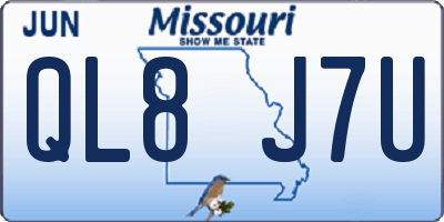 MO license plate QL8J7U