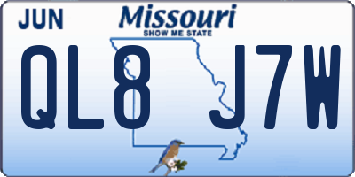 MO license plate QL8J7W