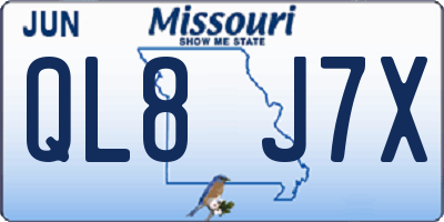 MO license plate QL8J7X