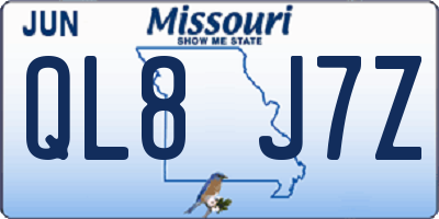 MO license plate QL8J7Z