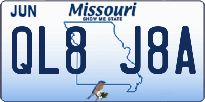 MO license plate QL8J8A