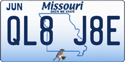 MO license plate QL8J8E
