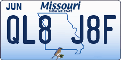 MO license plate QL8J8F