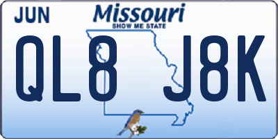 MO license plate QL8J8K