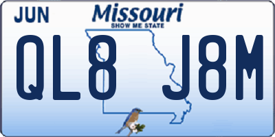 MO license plate QL8J8M