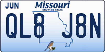 MO license plate QL8J8N