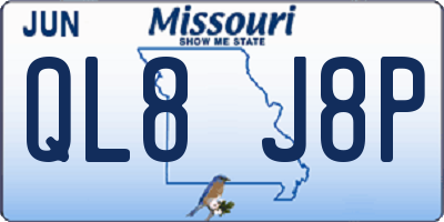 MO license plate QL8J8P