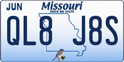 MO license plate QL8J8S