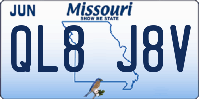 MO license plate QL8J8V