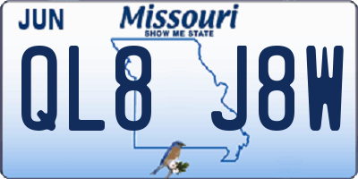 MO license plate QL8J8W