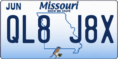 MO license plate QL8J8X