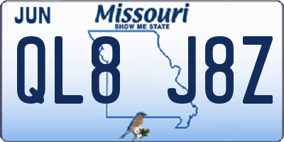 MO license plate QL8J8Z