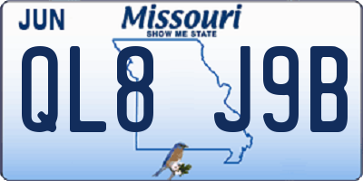 MO license plate QL8J9B