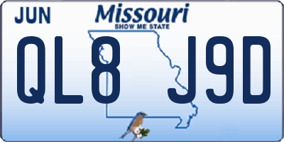 MO license plate QL8J9D