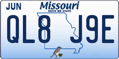 MO license plate QL8J9E