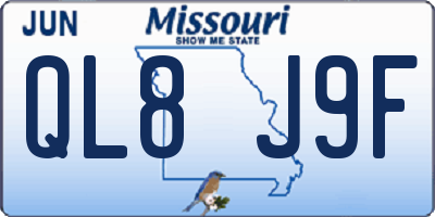MO license plate QL8J9F