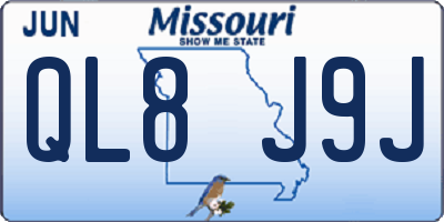 MO license plate QL8J9J