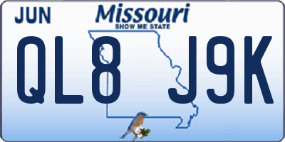 MO license plate QL8J9K