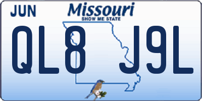 MO license plate QL8J9L