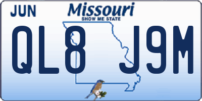 MO license plate QL8J9M